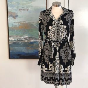 Hale Bob Shirt Dress Black / Gray / Cream - Size L